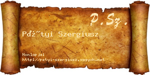 Pétyi Szergiusz névjegykártya